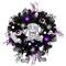 24'' Unlit Purple and Black Spooky Skeleton Pine Halloween Wreath